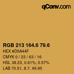 カラーコード: RGB 213 164.6 79.6 | qconv.com