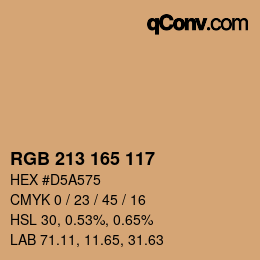 Color code: RGB 213 165 117 | qconv.com
