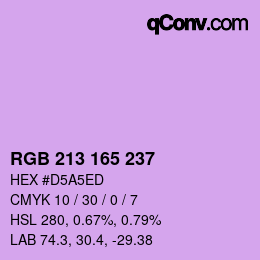 Color code: RGB 213 165 237 | qconv.com