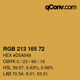 Color code: RGB 213 165 72 | qconv.com