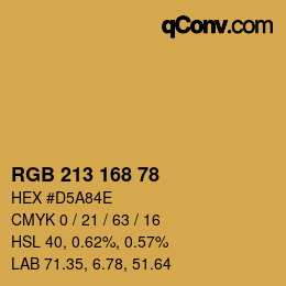 颜色代码: RGB 213 168 78 | qconv.com