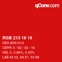 Color code: RGB 213 16 16 | qconv.com