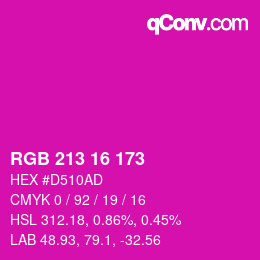 Color code: RGB 213 16 173 | qconv.com