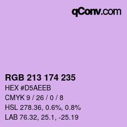 Color code: RGB 213 174 235 | qconv.com