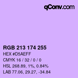 Color code: RGB 213 174 255 | qconv.com