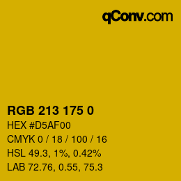 Color code: RGB 213 175 0 | qconv.com