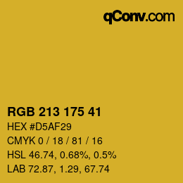 Color code: RGB 213 175 41 | qconv.com