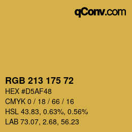 Color code: RGB 213 175 72 | qconv.com