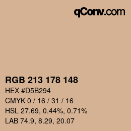 Color code: RGB 213 178 148 | qconv.com