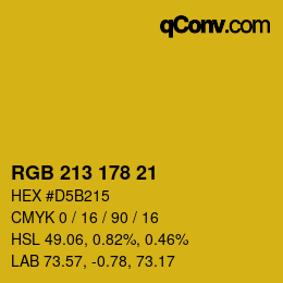 Color code: RGB 213 178 21 | qconv.com