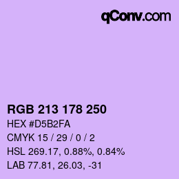 Color code: RGB 213 178 250 | qconv.com