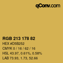 Color code: RGB 213 178 82 | qconv.com