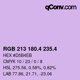 カラーコード: RGB 213 180.4 235.4 | qconv.com