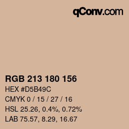 颜色代码: RGB 213 180 156 | qconv.com