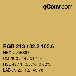 カラーコード: RGB 213 182.2 103.6 | qconv.com
