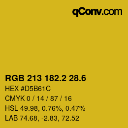カラーコード: RGB 213 182.2 28.6 | qconv.com