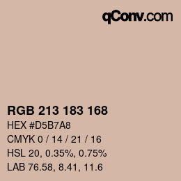カラーコード: RGB 213 183 168 | qconv.com