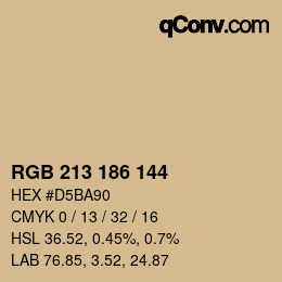 Color code: RGB 213 186 144 | qconv.com