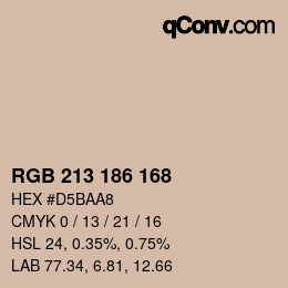 Color code: RGB 213 186 168 | qconv.com