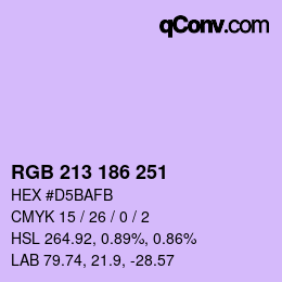 Color code: RGB 213 186 251 | qconv.com