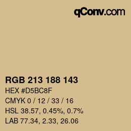Farbcode: RGB 213 188 143 | qconv.com