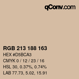 Color code: RGB 213 188 163 | qconv.com