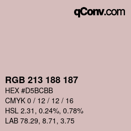 Color code: RGB 213 188 187 | qconv.com