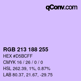 Color code: RGB 213 188 255 | qconv.com