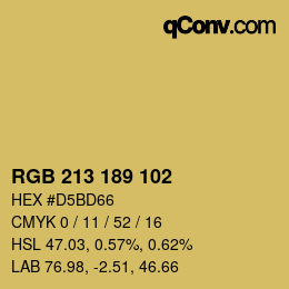 Color code: RGB 213 189 102 | qconv.com