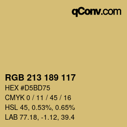 Color code: RGB 213 189 117 | qconv.com