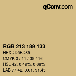 Código de color: RGB 213 189 133 | qconv.com