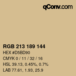 Color code: RGB 213 189 144 | qconv.com