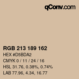 Color code: RGB 213 189 162 | qconv.com