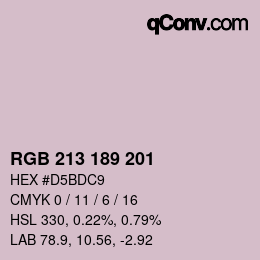 Color code: RGB 213 189 201 | qconv.com
