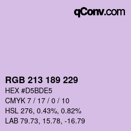 Color code: RGB 213 189 229 | qconv.com