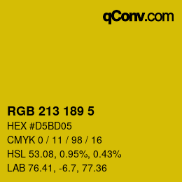 Color code: RGB 213 189 5 | qconv.com