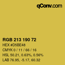 颜色代码: RGB 213 190 72 | qconv.com