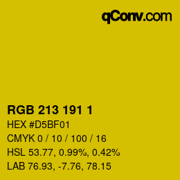 カラーコード: RGB 213 191 1 | qconv.com