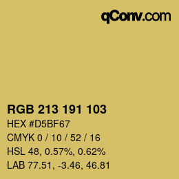 颜色代码: RGB 213 191 103 | qconv.com