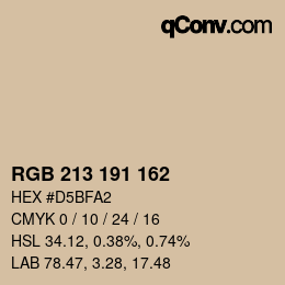 Color code: RGB 213 191 162 | qconv.com