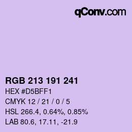 Color code: RGB 213 191 241 | qconv.com