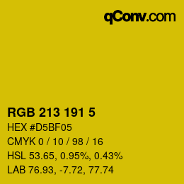 カラーコード: RGB 213 191 5 | qconv.com