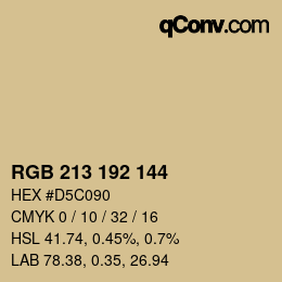 Color code: RGB 213 192 144 | qconv.com