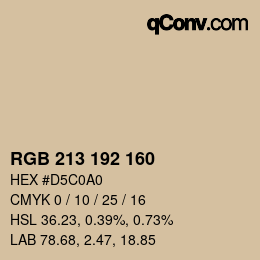 Color code: RGB 213 192 160 | qconv.com