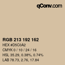 カラーコード: RGB 213 192 162 | qconv.com