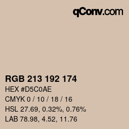 カラーコード: RGB 213 192 174 | qconv.com