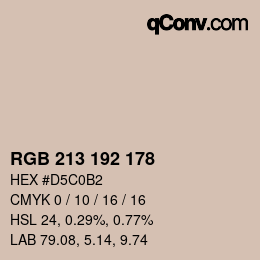 Color code: RGB 213 192 178 | qconv.com