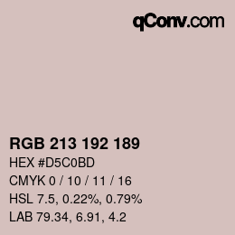 カラーコード: RGB 213 192 189 | qconv.com