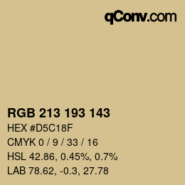 Color code: RGB 213 193 143 | qconv.com