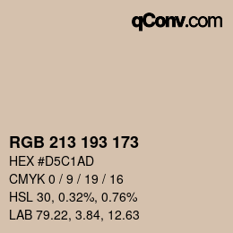 カラーコード: RGB 213 193 173 | qconv.com